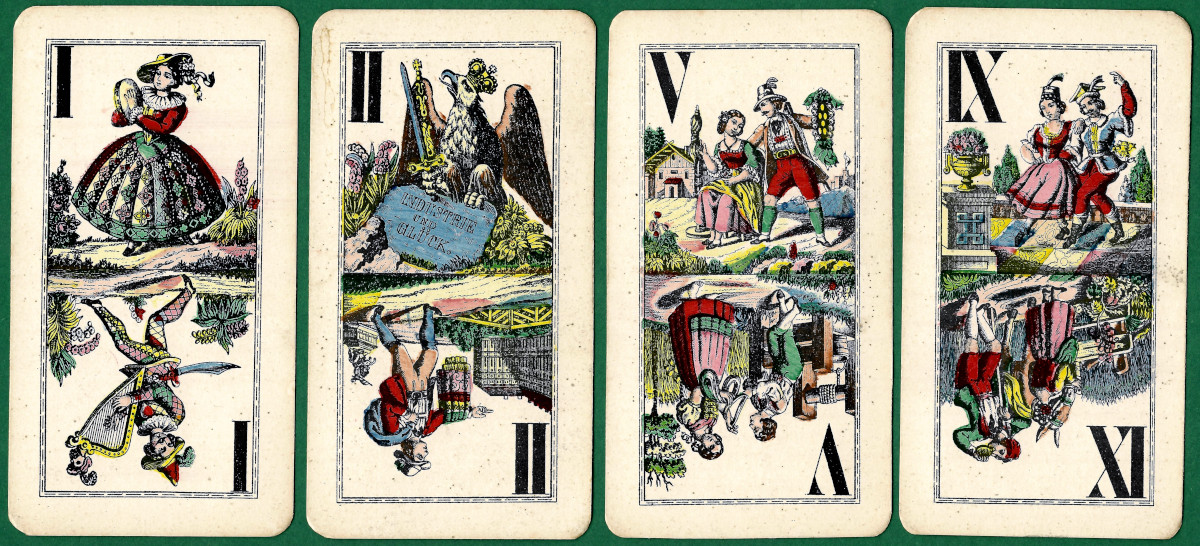 Tarock Cards designed by Josef Neumayer and manufactured by Antonín Kratochvíl, Prague, 1899