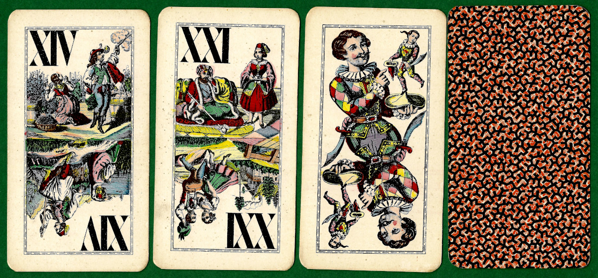 Tarock Cards designed by Josef Neumayer and manufactured by Antonín Kratochvíl, Prague, 1899