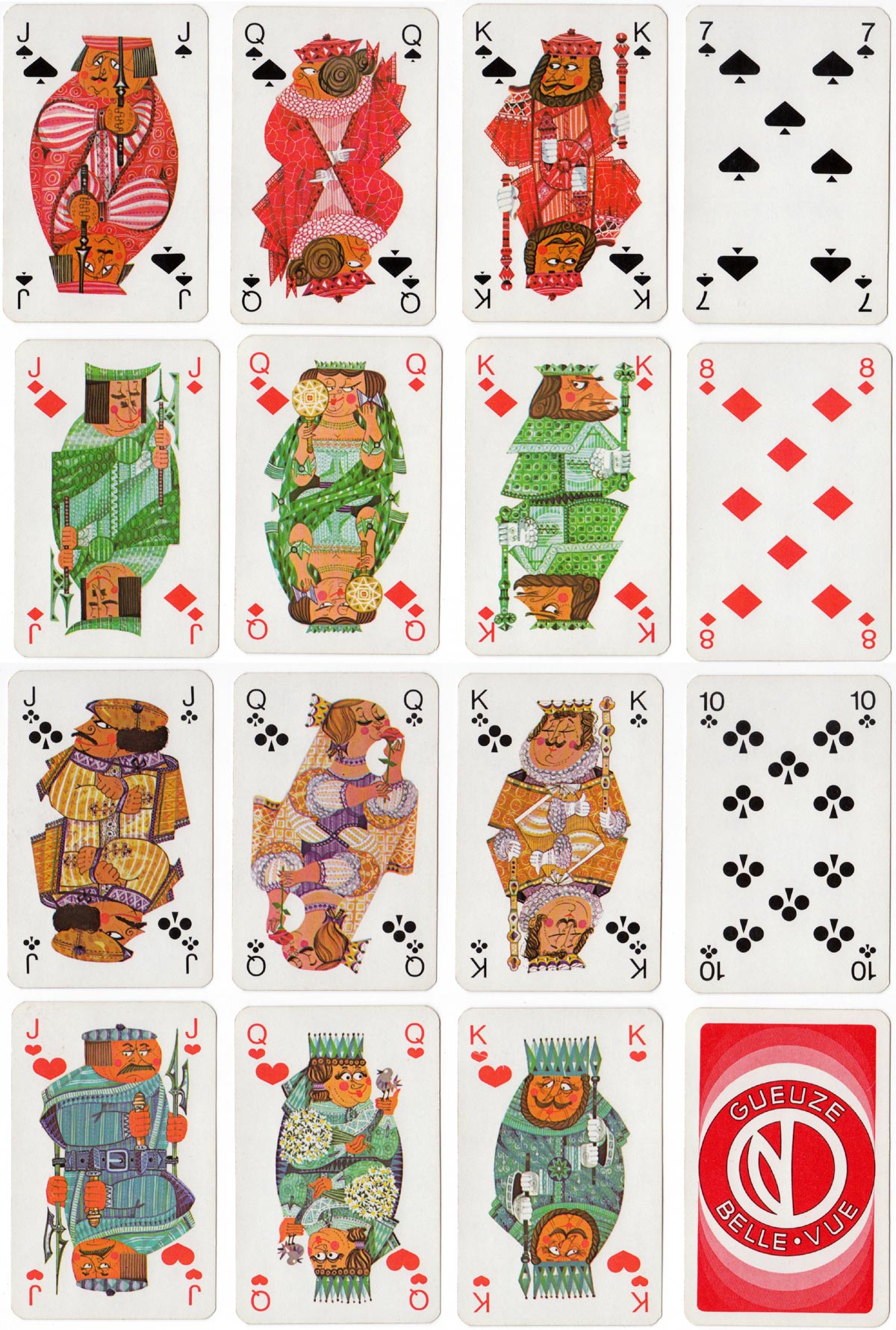 Promotional playing cards for Brasserie Belle-Vue designed by Wim Simons, Belgium, c.1969 Promotional playing cards for Brasserie Belle-Vue designed by Wim Simons, Belgium, c.1969