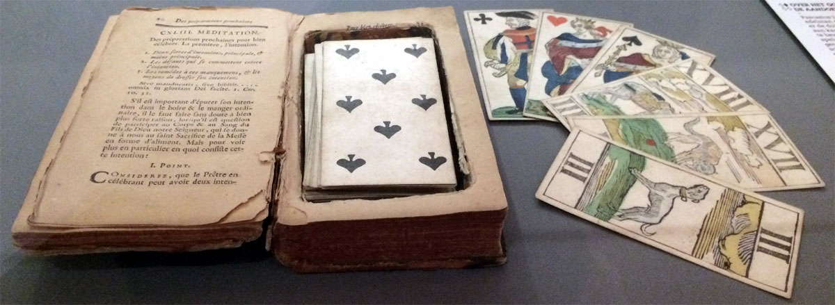 18th century Belgian Animal Tarot deck hidden in a devotional book