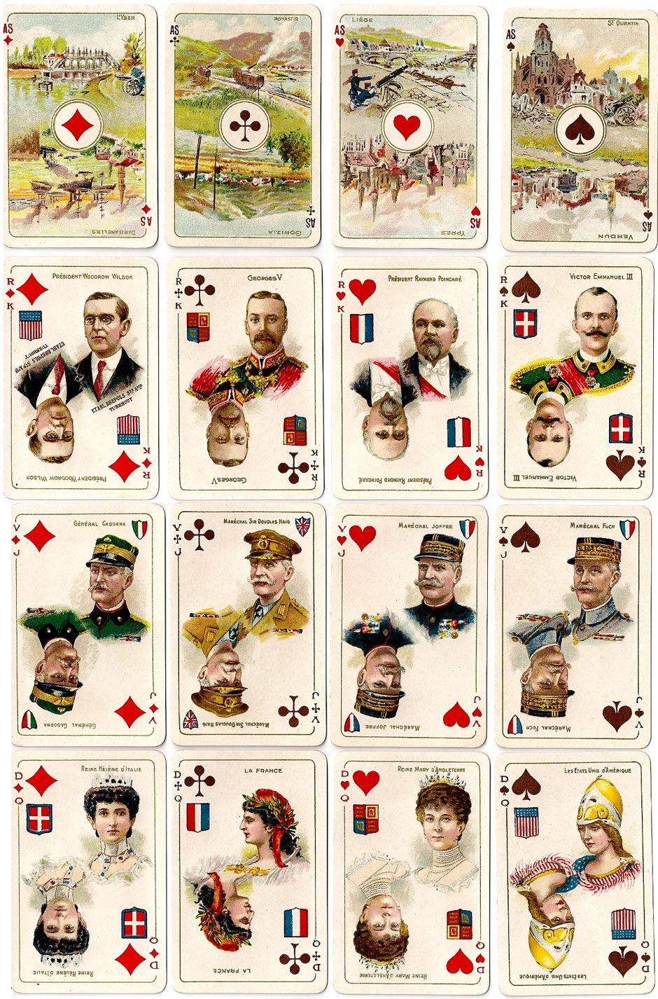 World War I commemorative playing cards published by Brepols, Turnhout, 1919