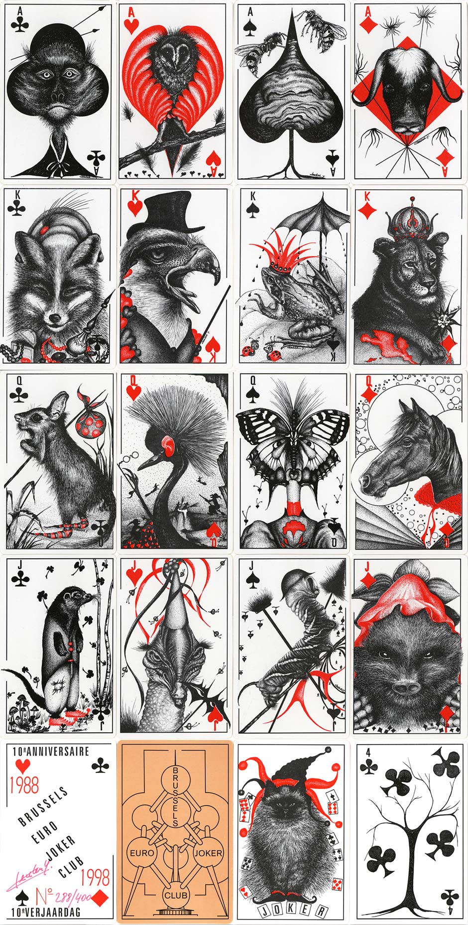 Brussels Euro Joker Club's 10th Anniversary deck with artwork by Yvette Cleuter