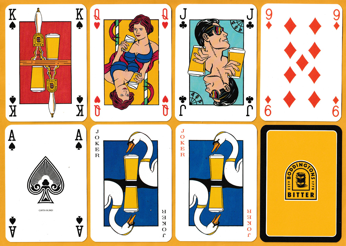 Boddingtons Bitter playing cards made by Carta Mundi, Turnhout, Belgium, 1996