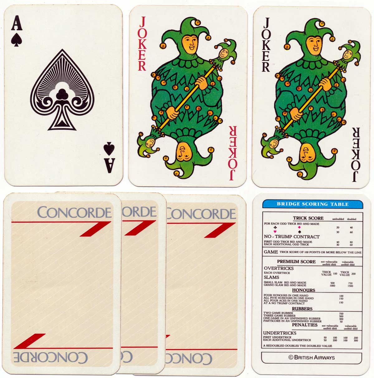 British Airways Concorde playing cards made in Belgium by Carta Mundi, before 2003