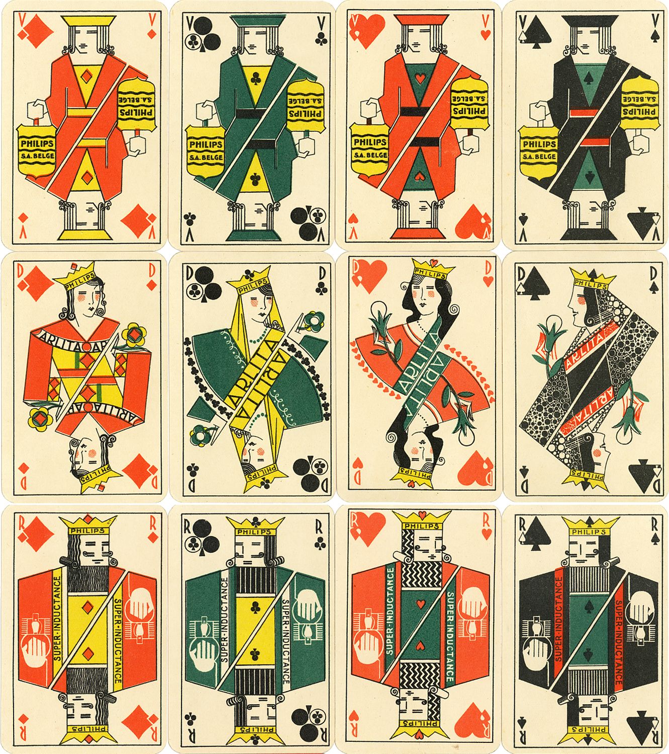 Philips 'Arlita' advertising playing cards made by Etabl. Mesmaekers Frères S.A., Belgium, 1925