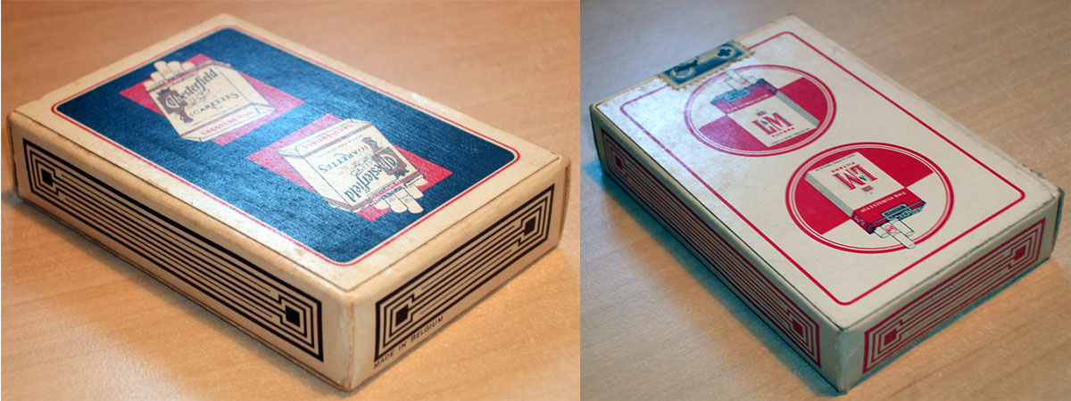 two different tobacco advertising decks made in Belgium by A. van Genechten, 1960s