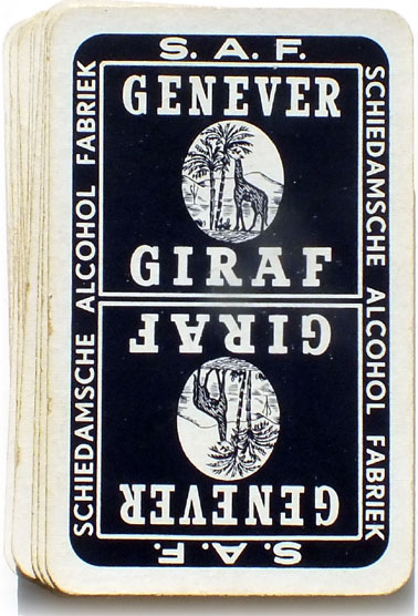 Dutch pattern advertising deck for Genever Giraf made by Van Genechten in the 1950s Dutch pattern advertising deck for Genever Giraf made by Van Genechten in the 1950s