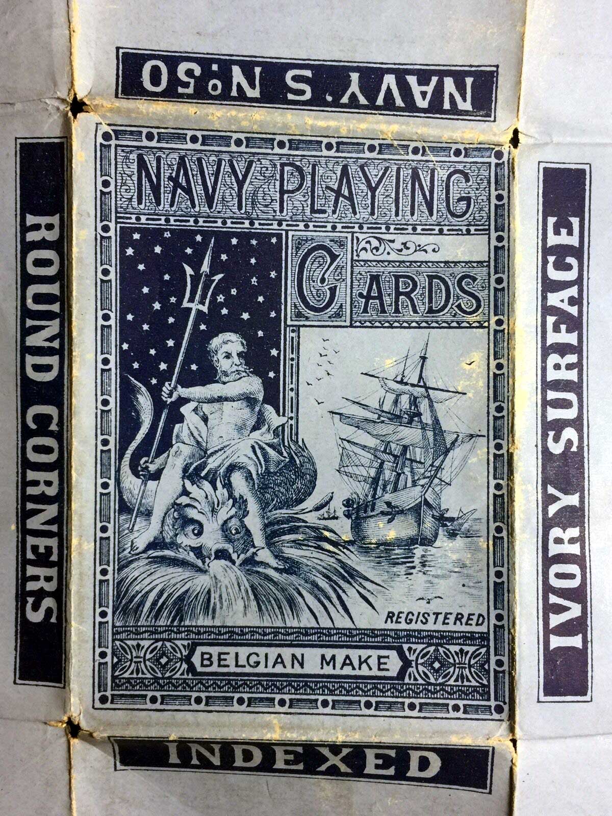 wrapper from Navy's No.50 playing cards manufactured by A. van Genechten