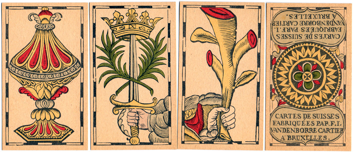 the four aces, Vandenborre Tarot, Brussels, c.1780 the four aces, Vandenborre Tarot, Brussels, c.1780