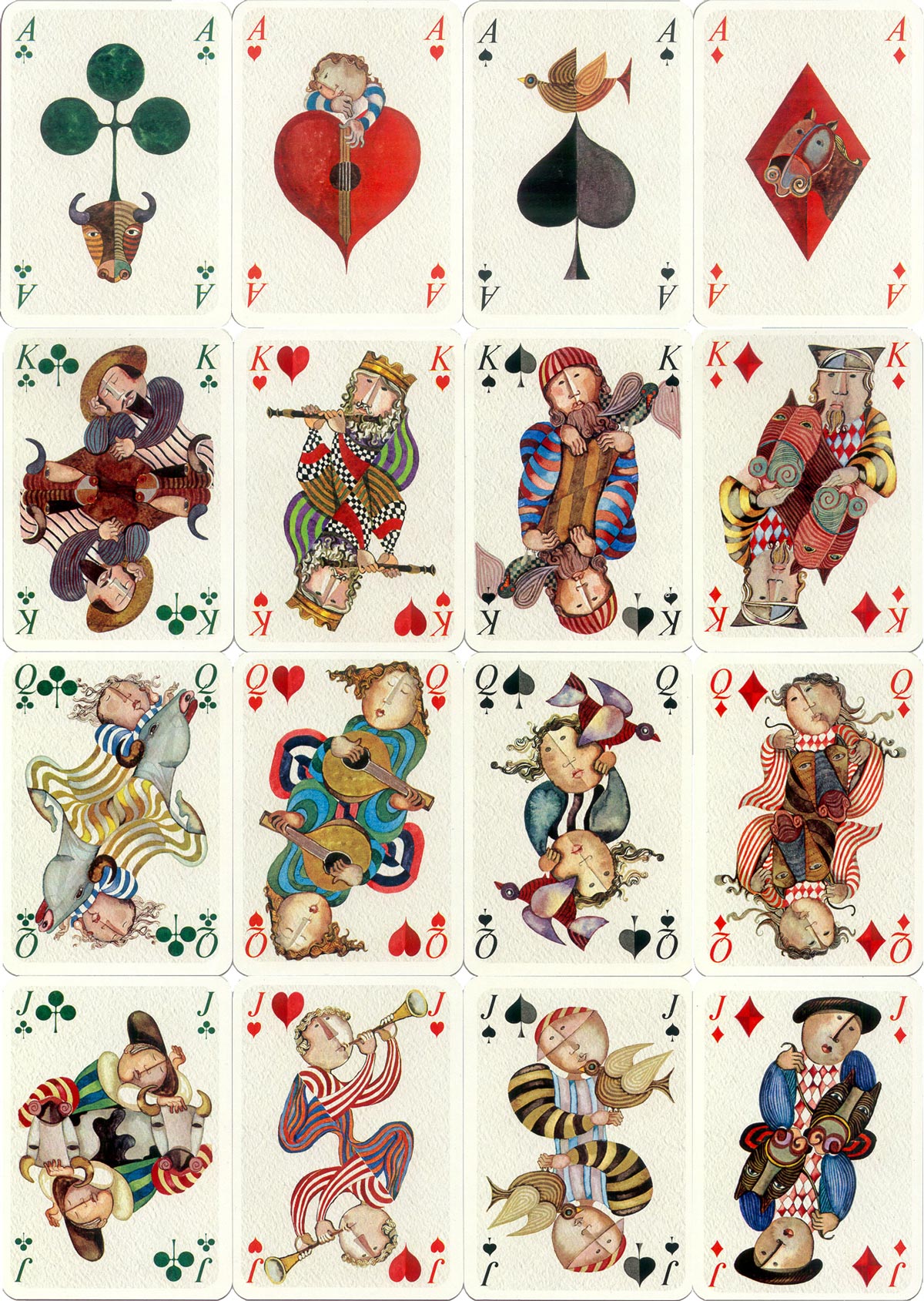 playing cards featuring the designs of Bolivian born artist Graciela Rodo Boulanger