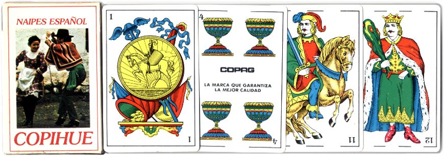 Naipes Español Copihue Spanish-suited playing cards made by Copag, Brazil