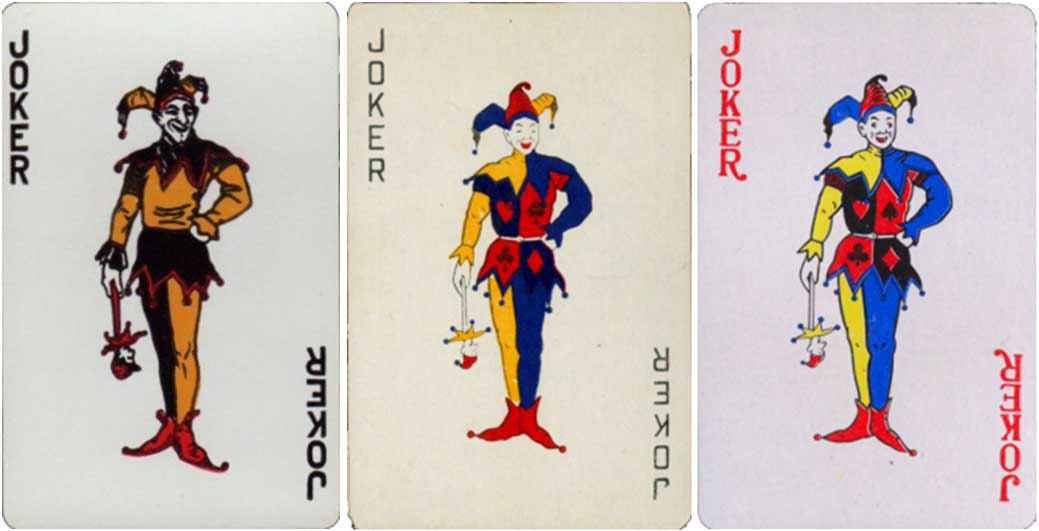 US playing card company standing jester and Chinese copies