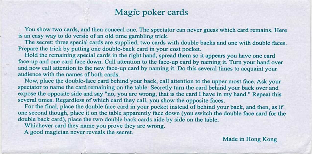 “Magic Poker Cards”, 2015