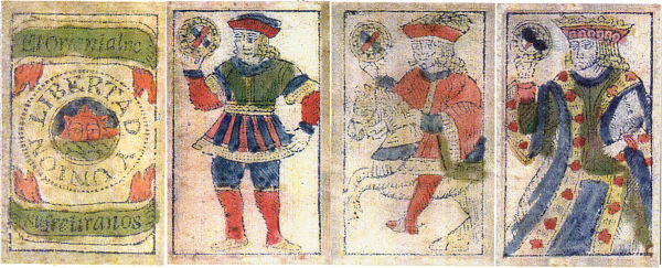 Naipes Artiguistas published in Concepción del Uruguay, Entre Rios province (Argentina) in 1816, by Fray Solano García