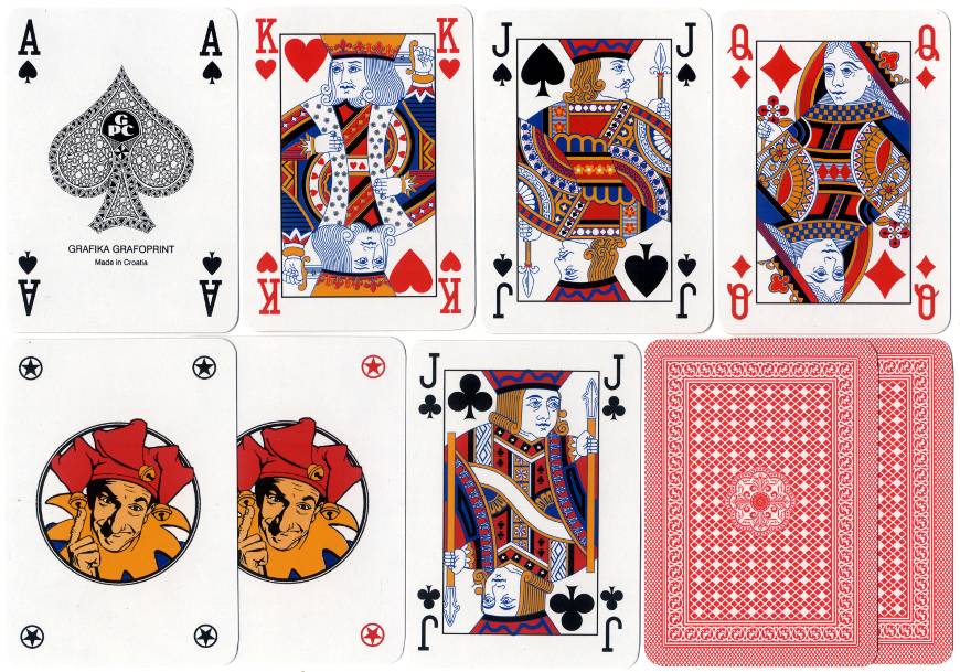 standard Anglo-American style playing cards produced in Croatia by Grafika-Grafoprint