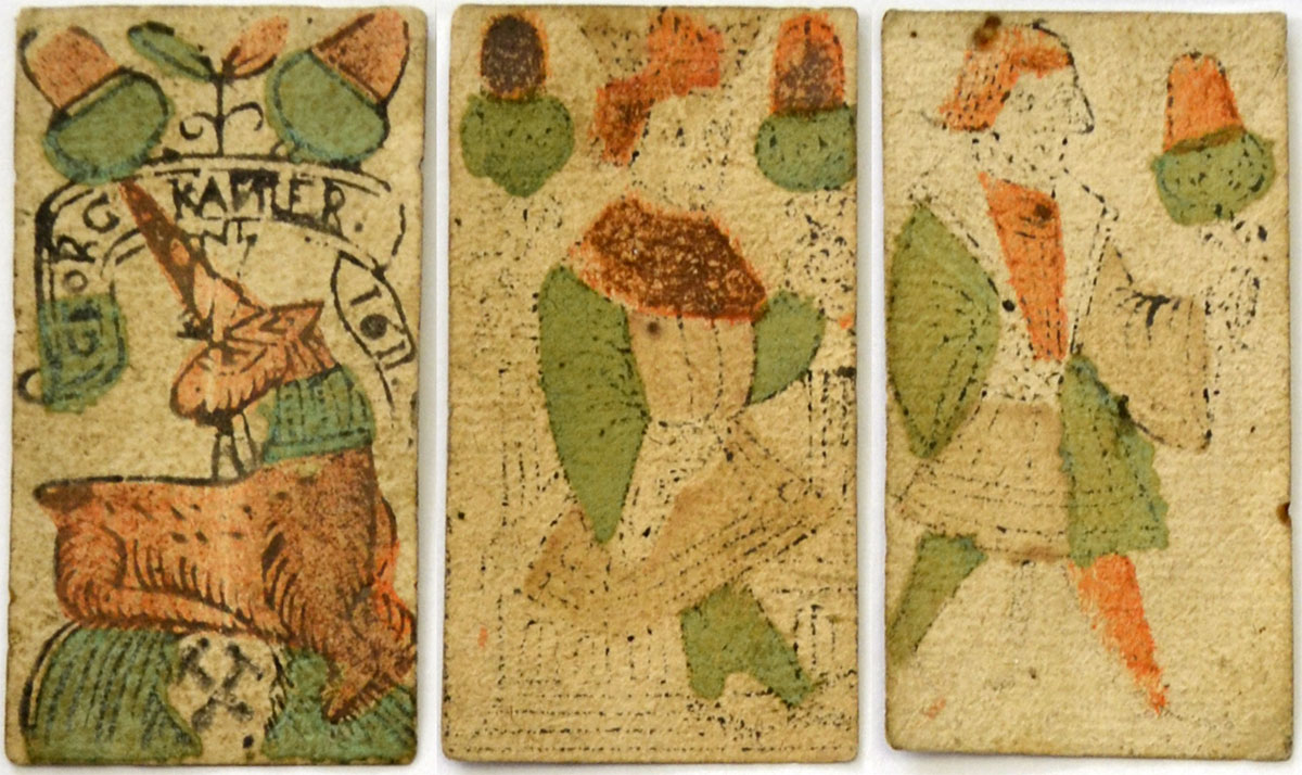 Bohemian playing cards of the German type manufactured by Georg Kapfler and dated 1611 Bohemian playing cards of the German type manufactured by Georg Kapfler and dated 1611