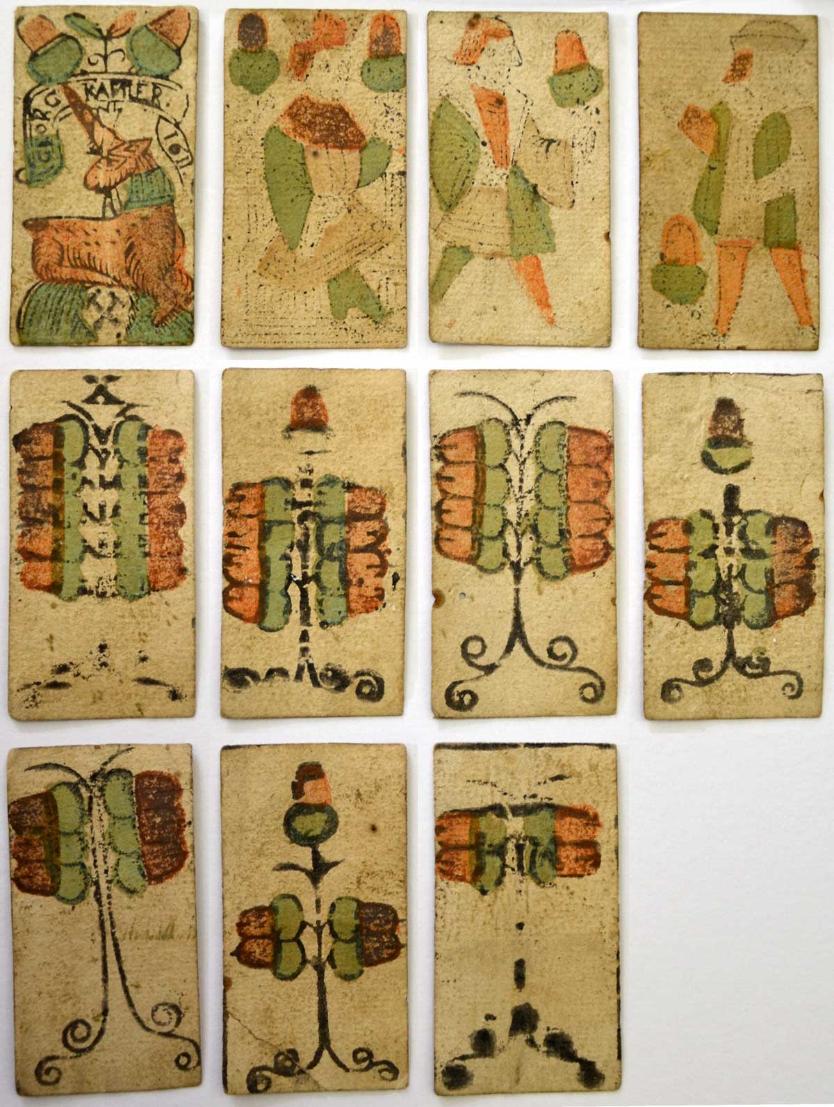 Bohemian playing cards of the German type manufactured by Georg Kapfler and dated 1611 Bohemian playing cards of the German type manufactured by Georg Kapfler and dated 1611