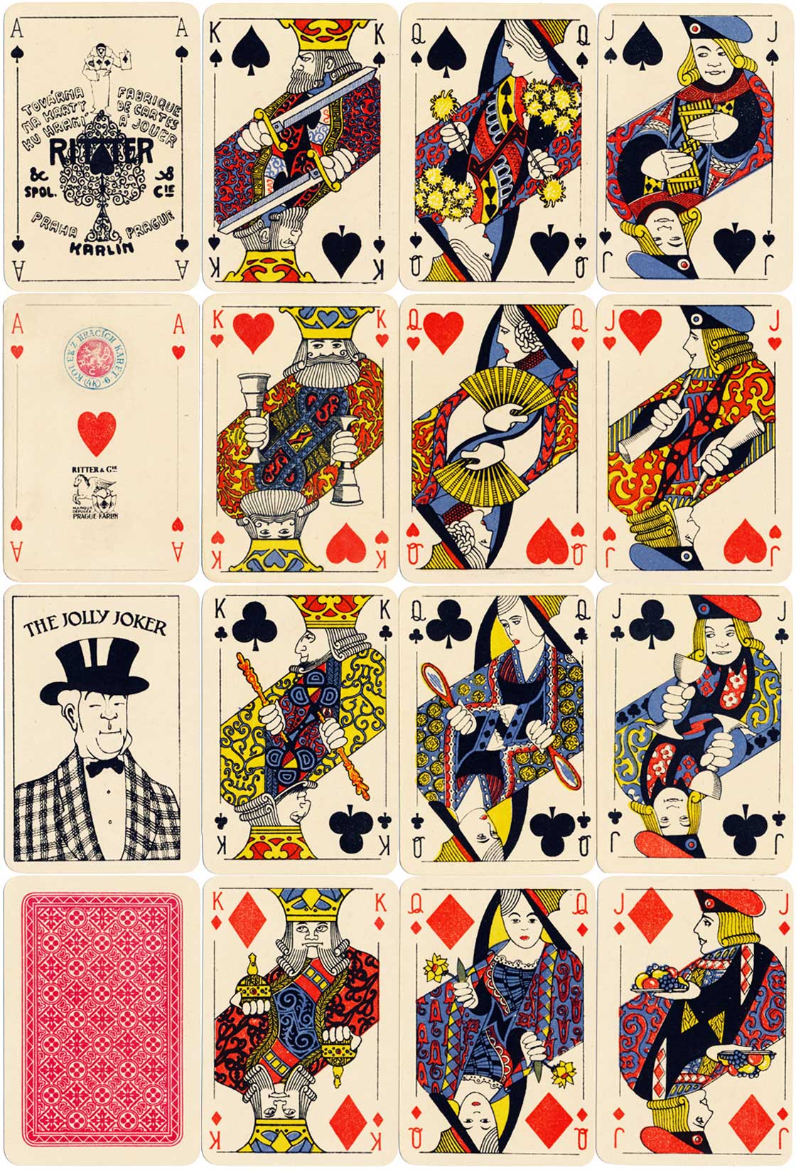 Art Deco style playing cards by Ritter & Cie, Prague, 1933