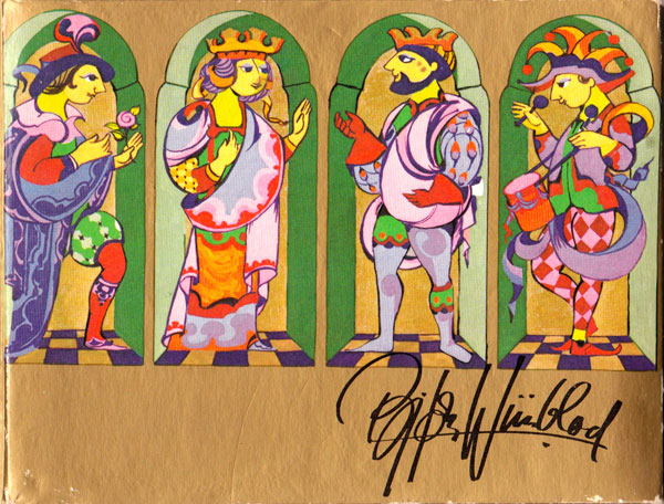 Box from Bjørn Wiinblad playing cards published by Piatnik, late 1970s Box from Bjørn Wiinblad playing cards published by Piatnik, late 1970s