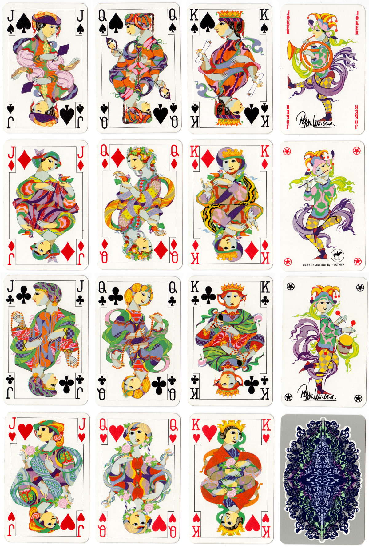 Bjørn Wiinblad playing cards published by Piatnik, late 1970s Bjørn Wiinblad playing cards published by Piatnik, late 1970s