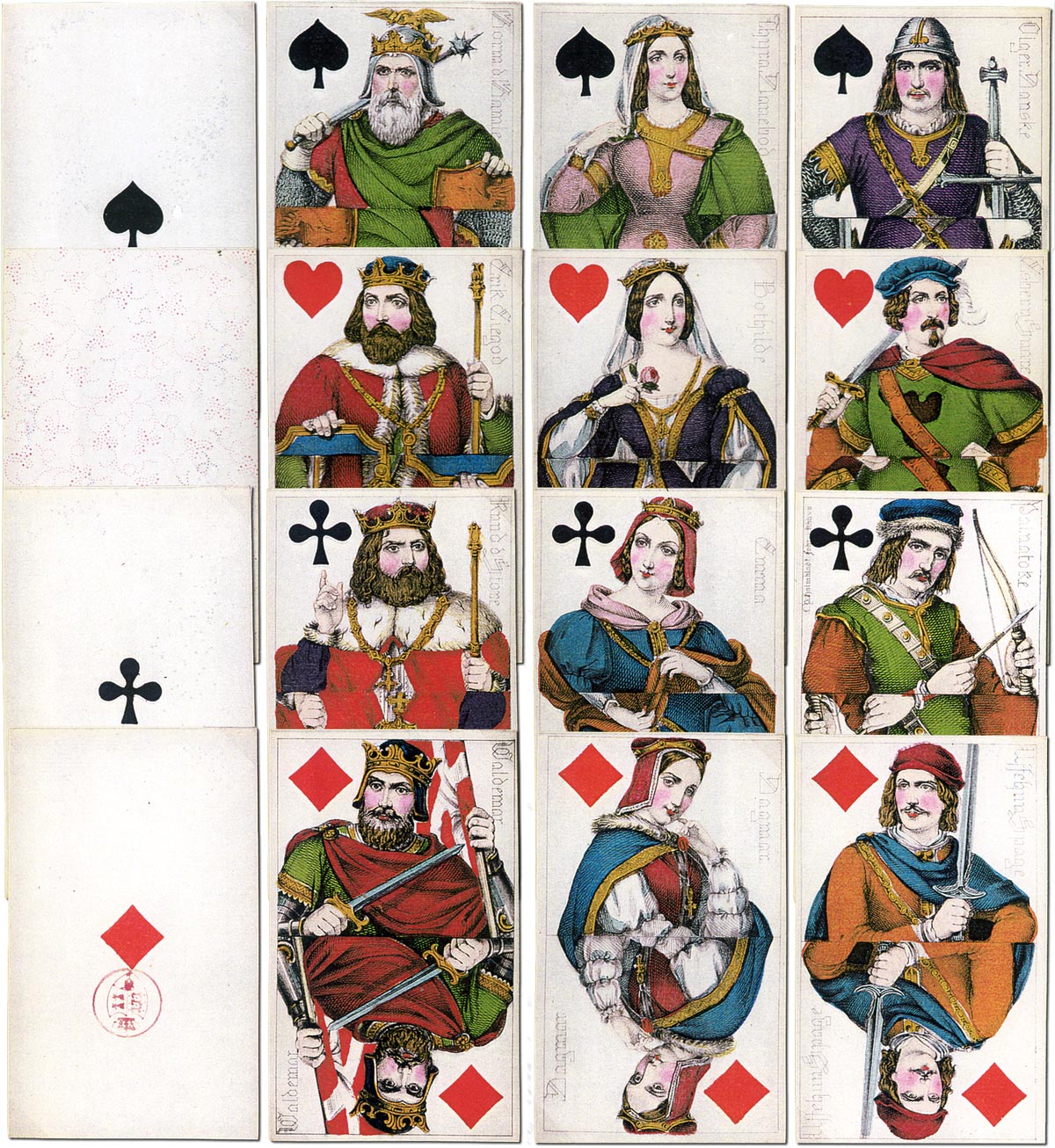 Danish historical playing cards, L. P. Holmblad, c.1850