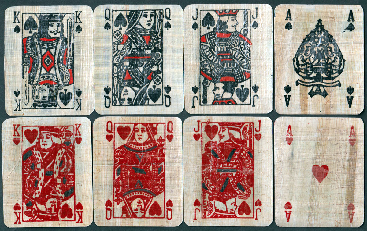 Egyptian papyrus playing cards, unknown maker