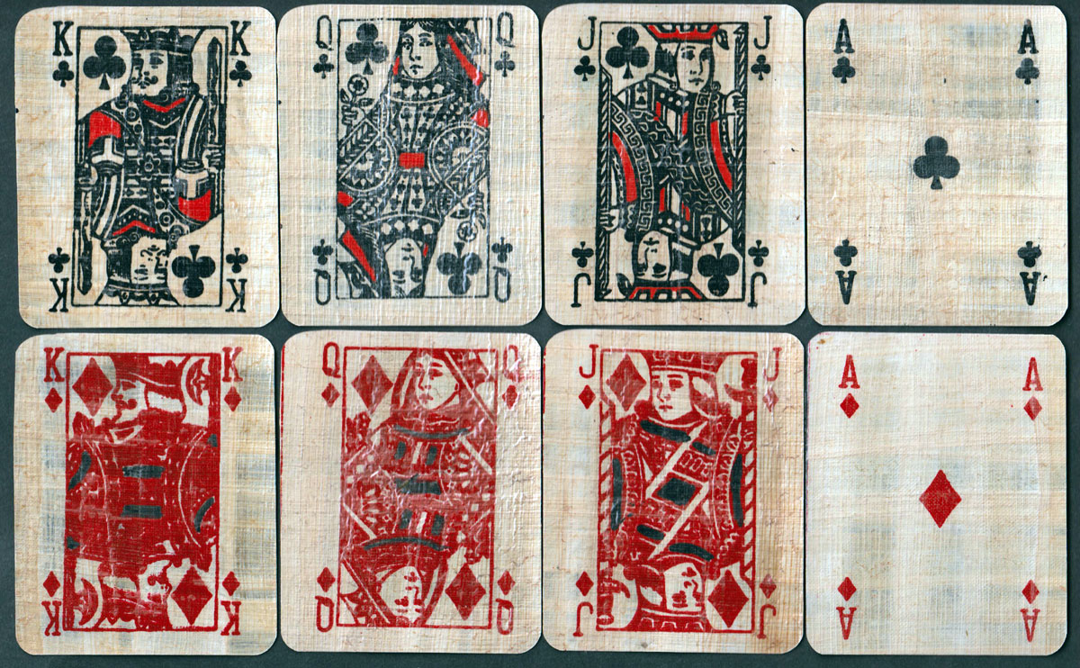 Egyptian papyrus playing cards, unknown maker