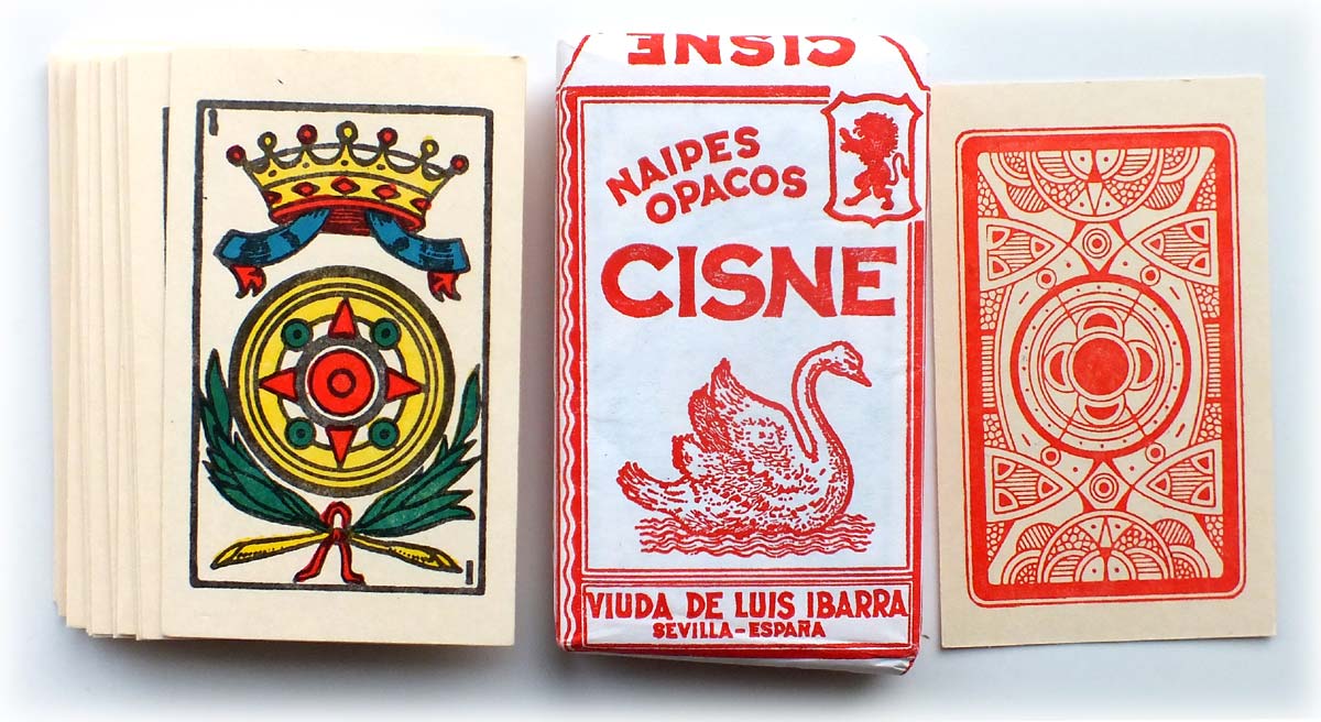 Naipes opacos “Cisne” manufactured in El Salvador by a local printer imitating Spanish cards, c.2002