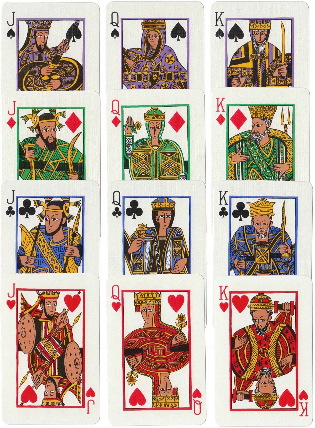 Ethiopian playing cards designed for the Ethiopian Tourist Organization by Afewerk Teklé