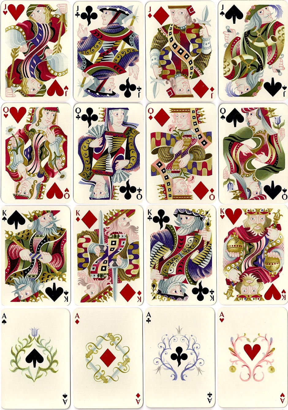 cards from the original 1948 edition of the set designed by Cassandre for Hermès-Paris