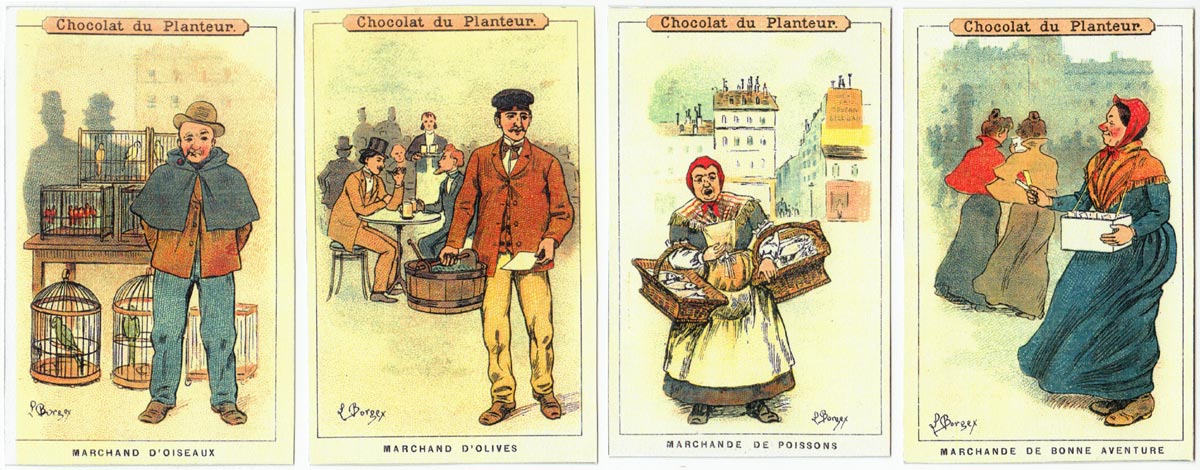 Chocolat du Planteur cards (reproduction) by artist Louis Bourgeois-Borgex, c.1900