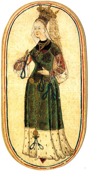 Queen of nooses from Flemish Hunting Deck, c.1475-80 Queen of nooses from Flemish Hunting Deck, c.1475-80