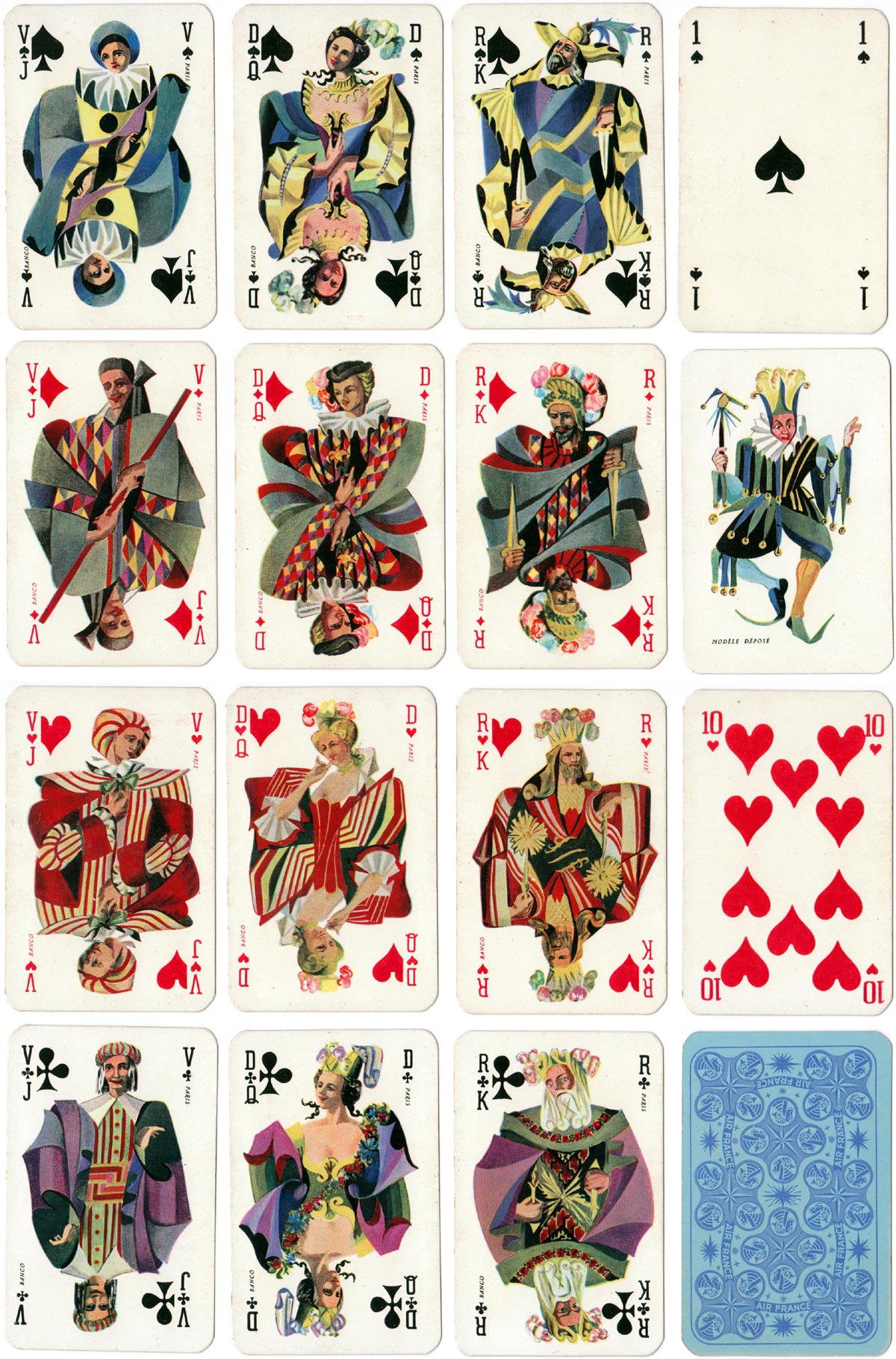 Banco playing cards for Air France manufactured by Draeger Frères, c.1952