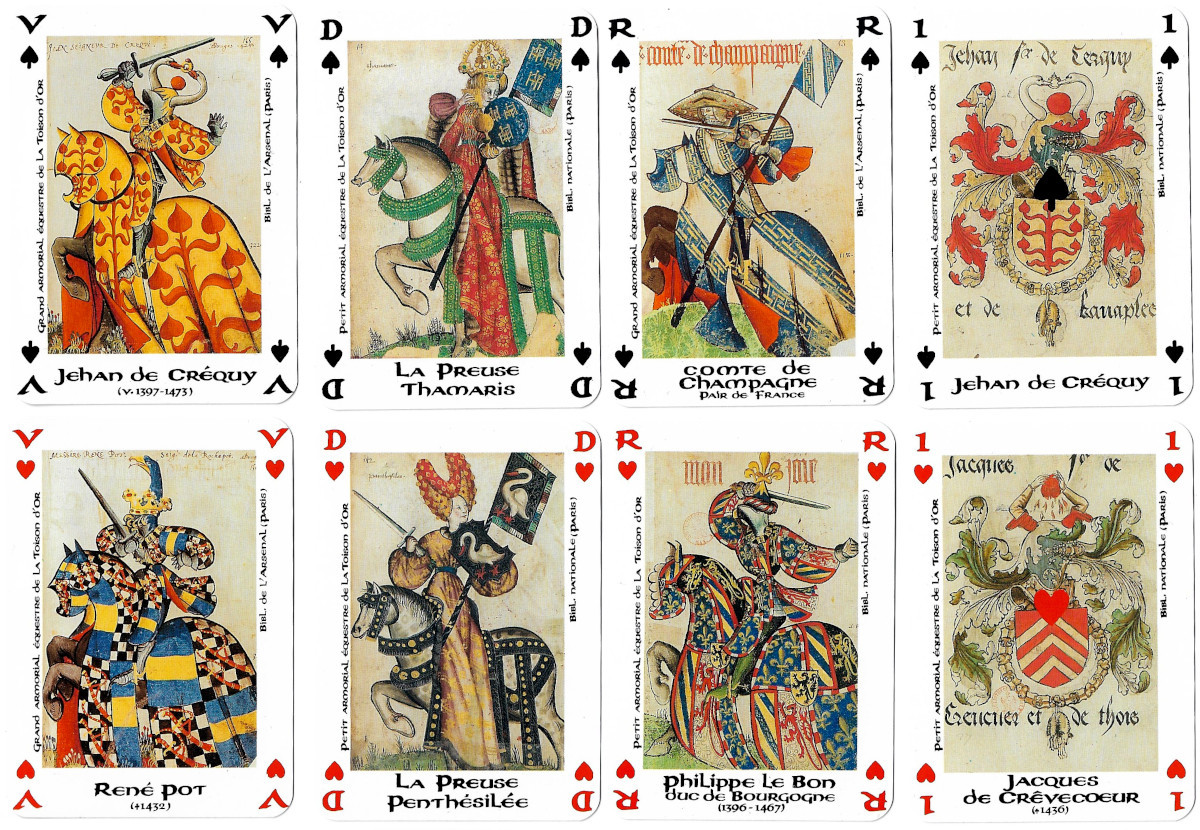 Les Chevaliers de la Toison d’Or heraldic playing cards published by Éditions J.C. Dusserre, Paris