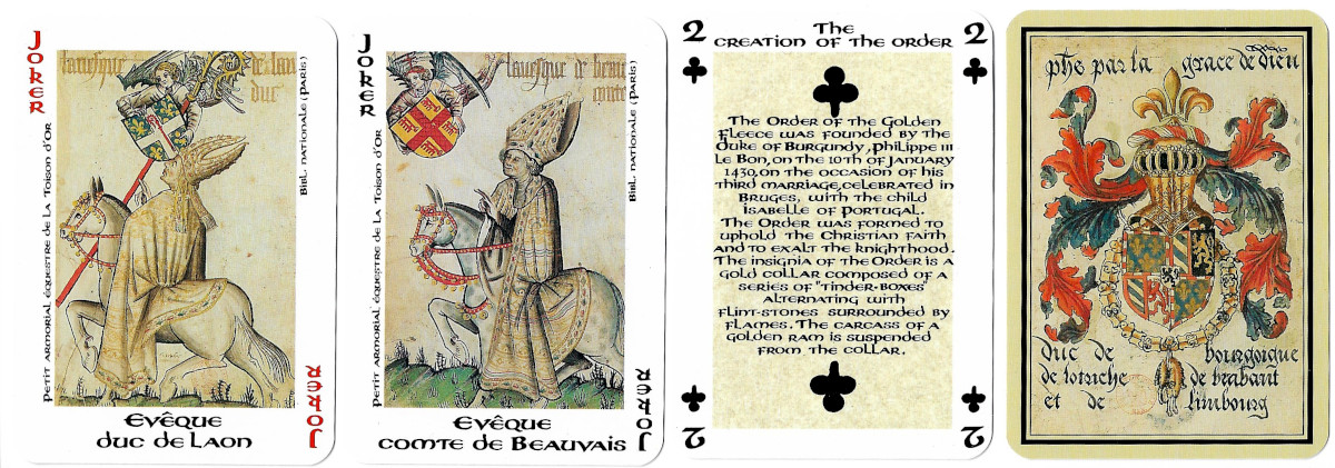Les Chevaliers de la Toison d’Or heraldic playing cards published by Éditions J.C. Dusserre, Paris