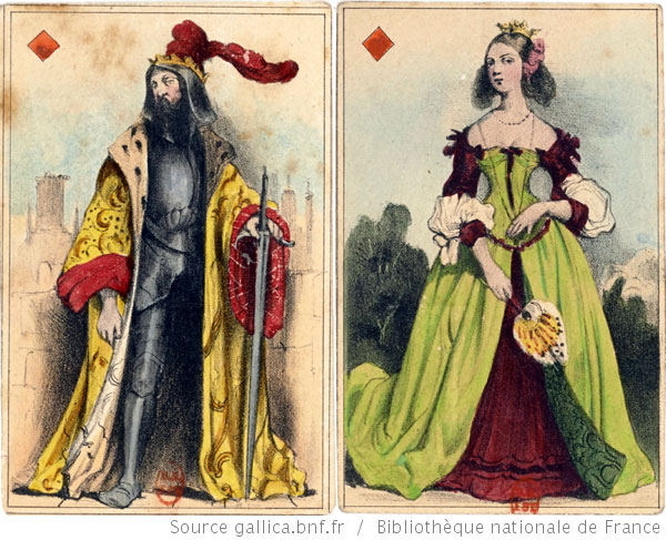 playing cards published by Montoux in 1838 inspired by illustrations by Célestine Nanteuil (1813-1873)