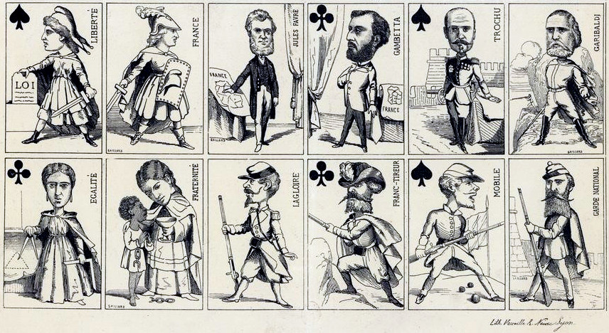 uncut sheet of “Cartes à jouer républicaines” engraved by Gaillard, Lyon in around 1870. © Bibliothèque nationale de France