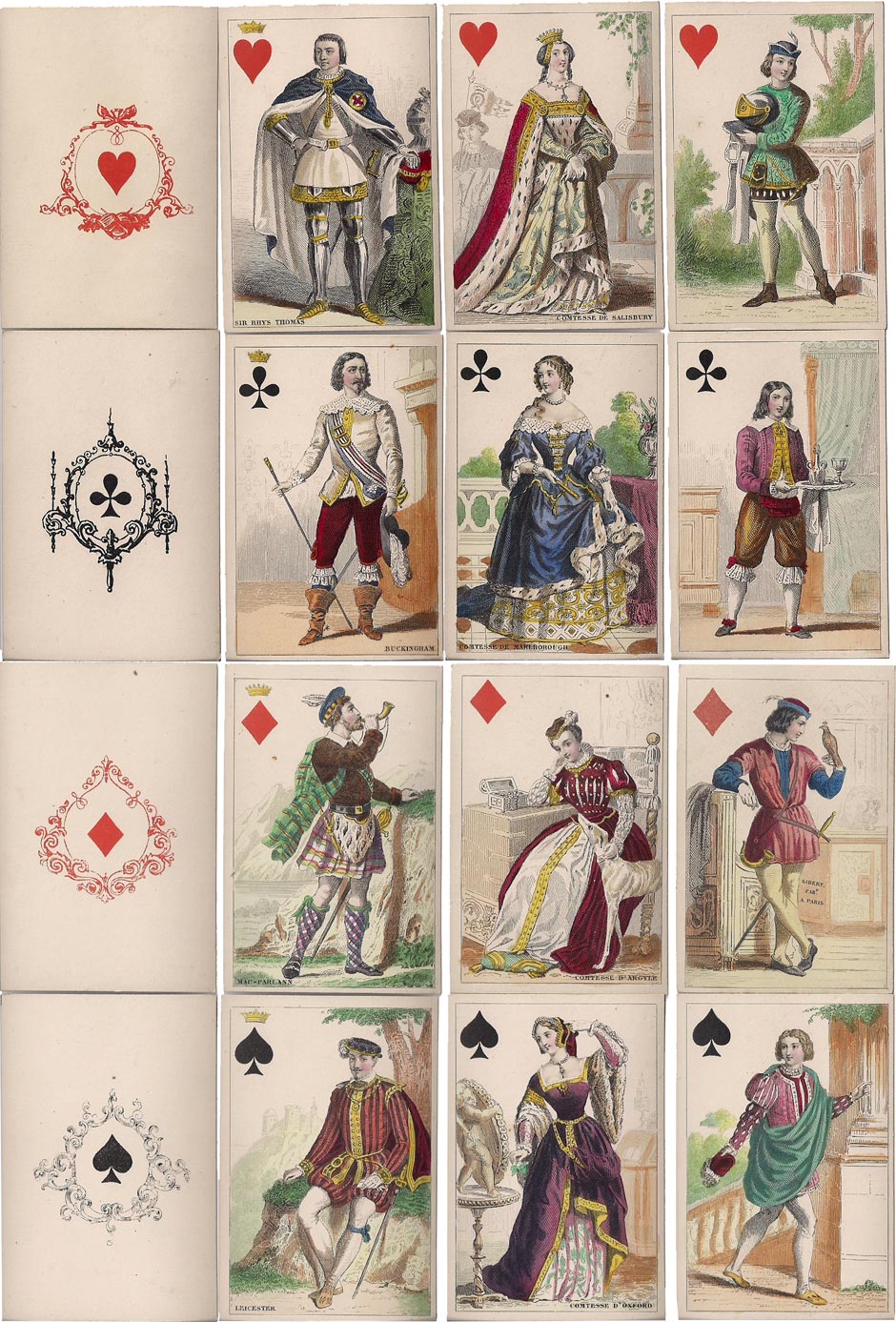 cards from a hand-coloured costume set by O. Gibert, Paris, c.1856