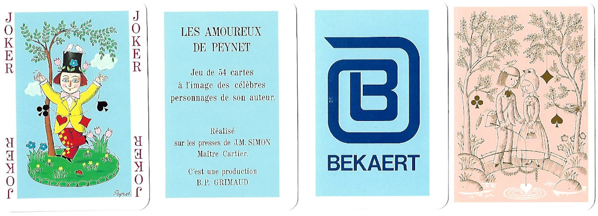 Les Amoureux de Peynet playing cards with illustrations by French cartoonist Raymond Peynet, first printed by Grimaud in 1964