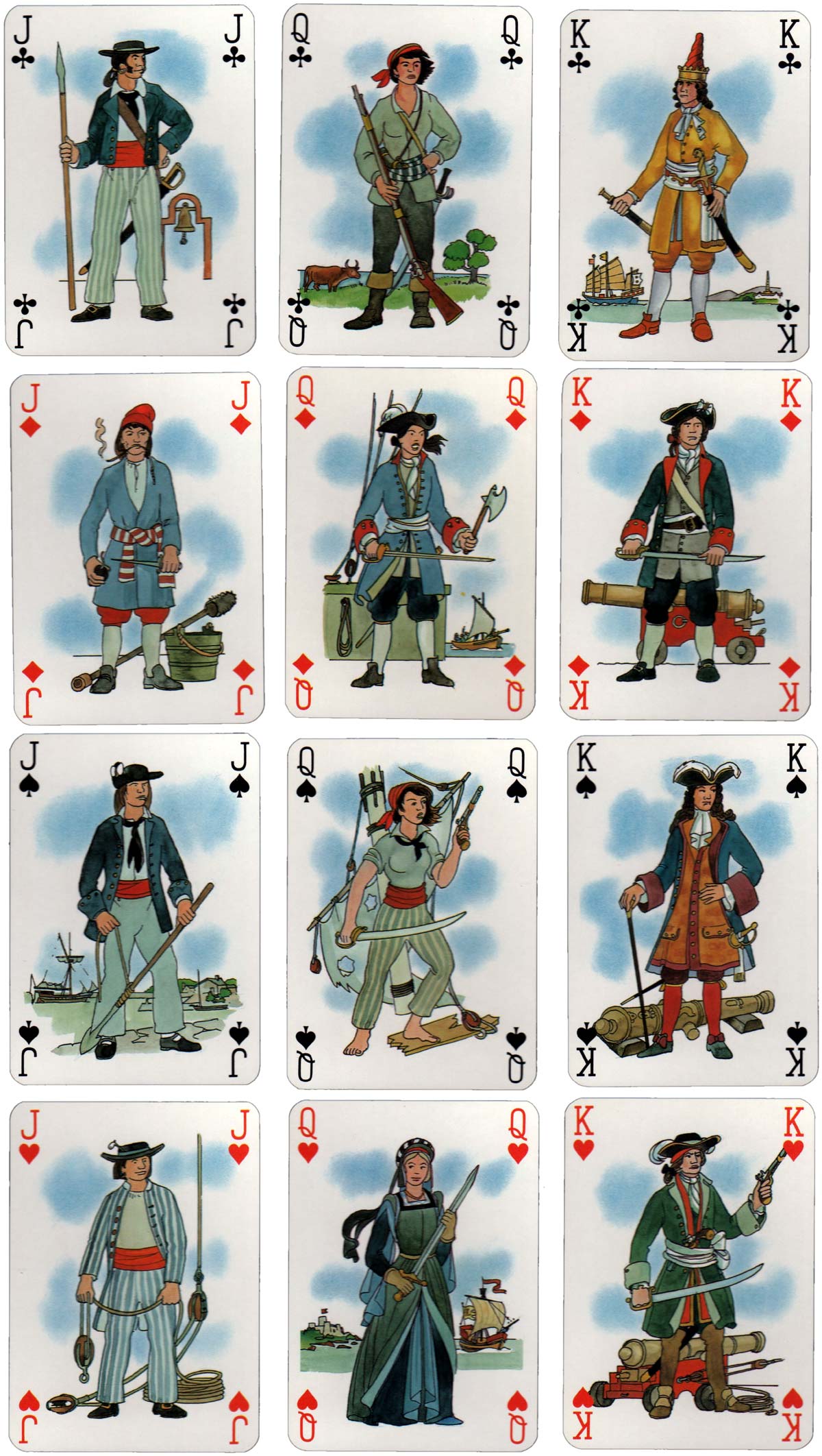 Corsaires playing cards designed by Jean Bruneau, 1984