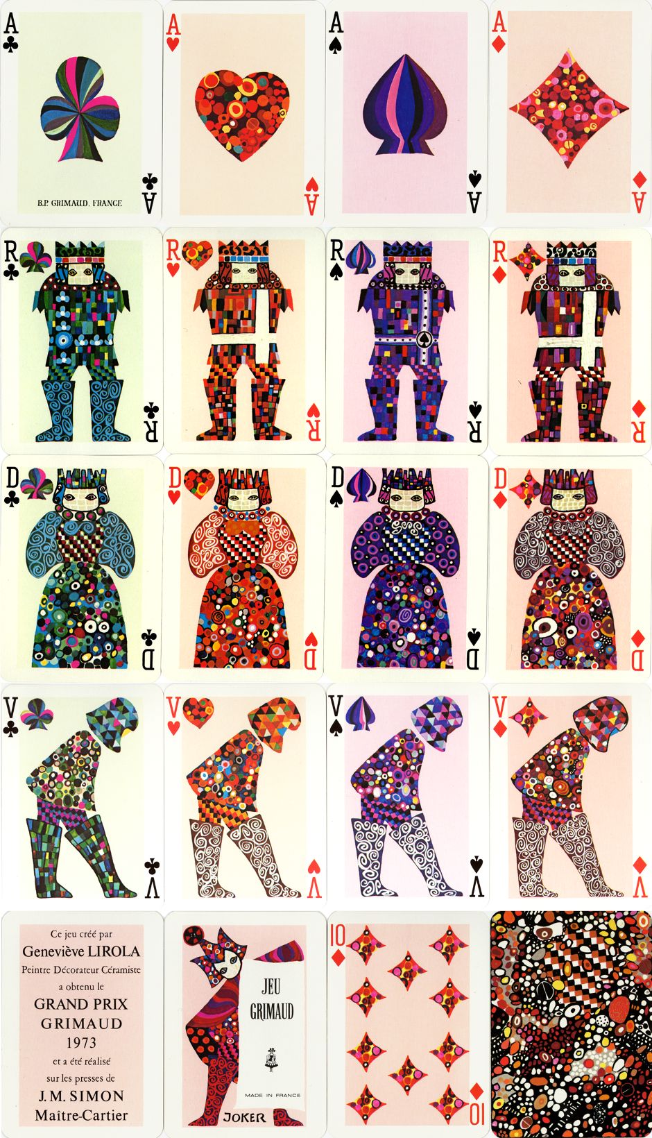 playing cards designed by Geneviève Lirola in 1973