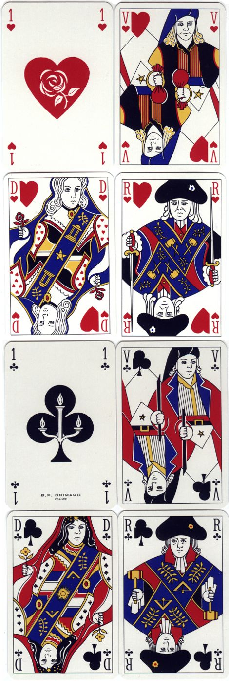 Masonic playing cards designed by Julien Lebleu, 1980