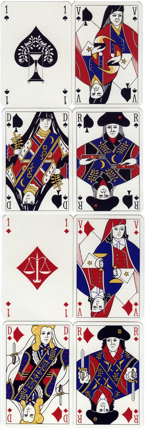 Masonic playing cards designed by Julien Lebleu, 1980