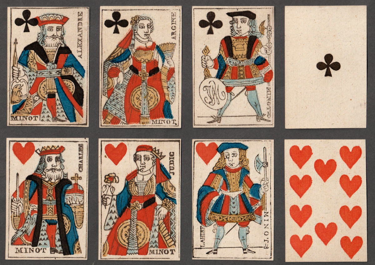 early Revolutionary Paris pattern deck made by Minot, Paris, France, c1790