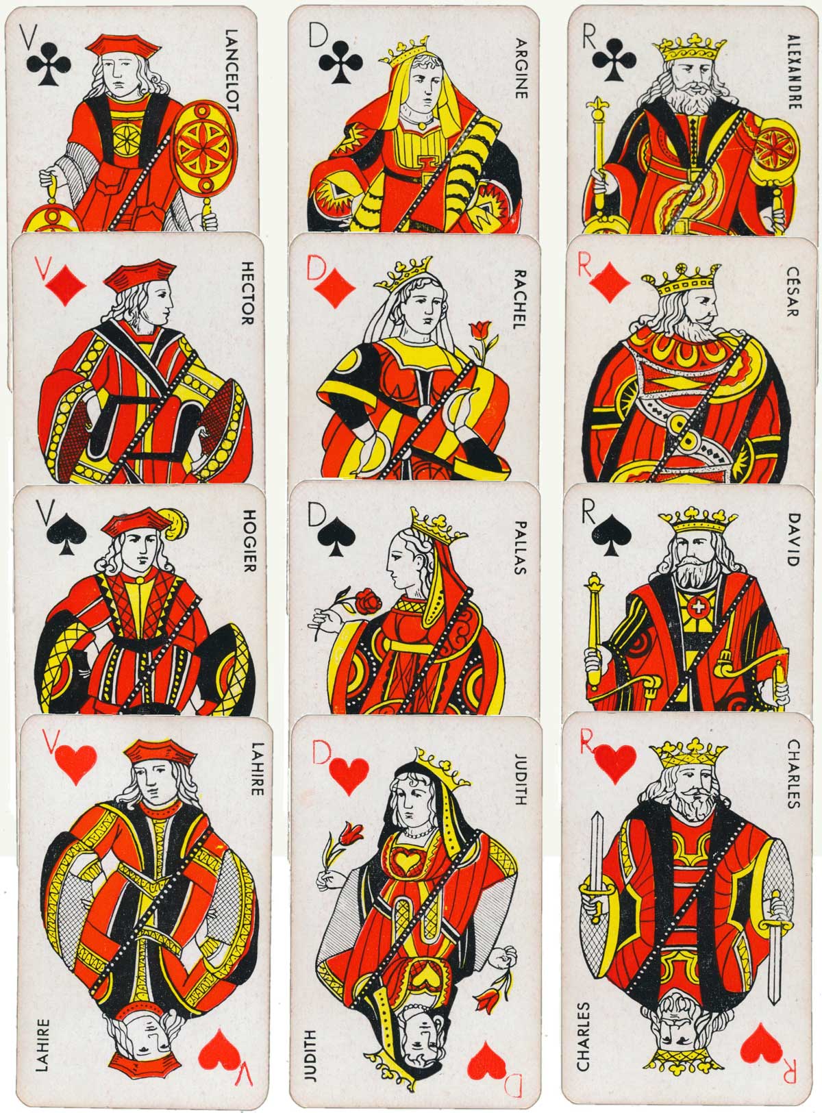 ‘Monic’ brand playing cards with red/yellow/black courts and no borders