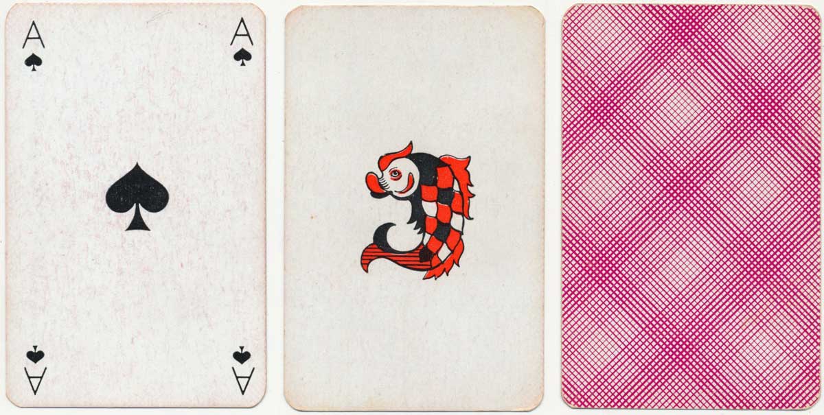 ‘Monic’ brand playing cards with red/yellow/black courts and no borders