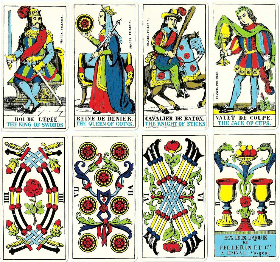 “The Epinal Tarot”, 1830. Cards from the facsimile edition published by J .M. Simon, 1979