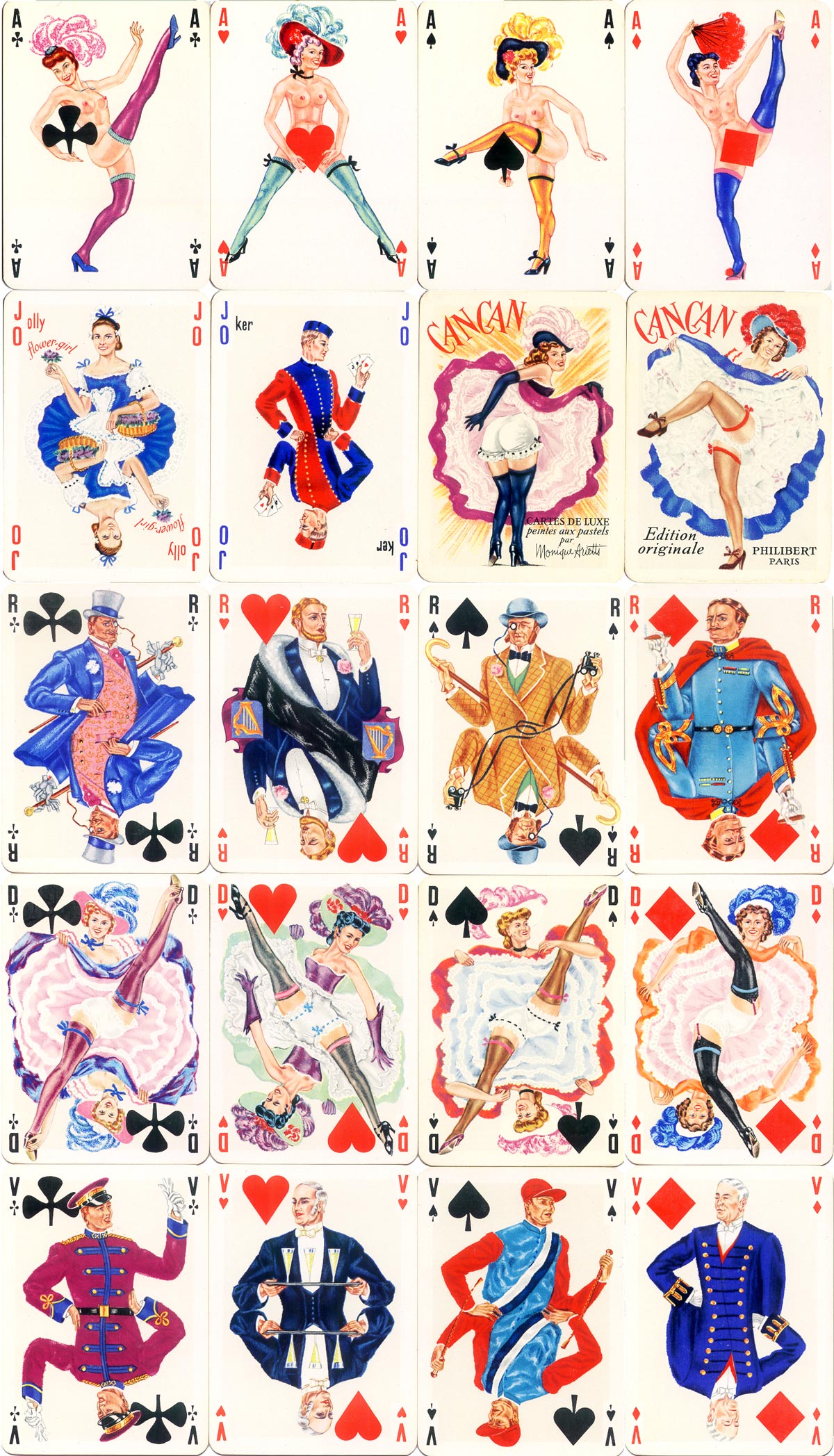 “Cancan” playing cards designed by Pierre Albarran and published by Éditions Philibert, 1956