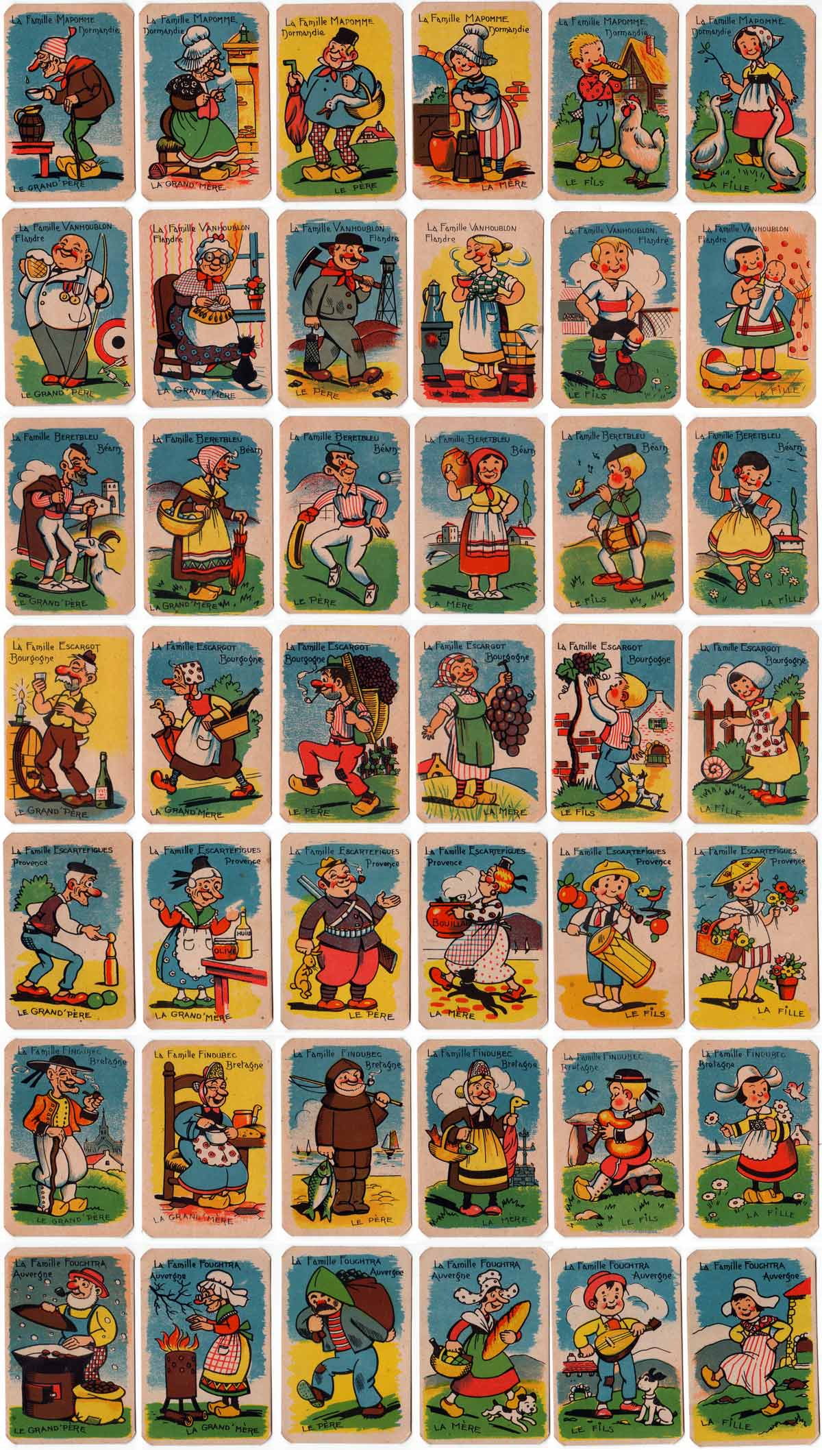 Jeu des 7 Familles Provinciales printed by Imprimerie Nisse, c.1930s