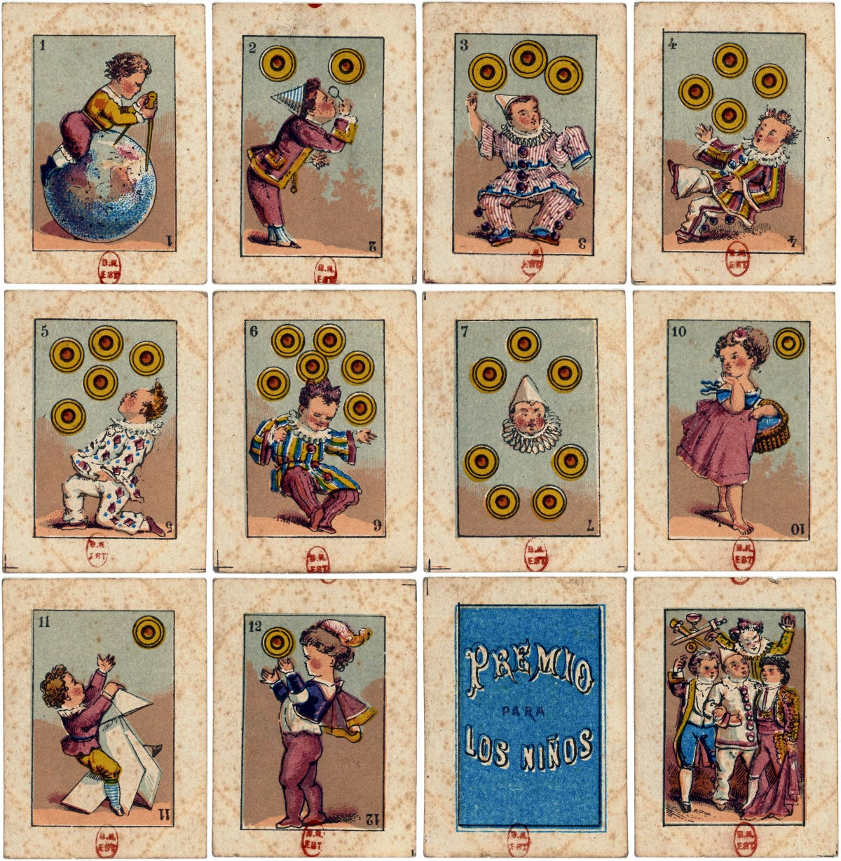 Spanish-style children's card game which makes up a map of Spain on the reverse, published by Rohaut et Hutinet, Paris, France, c.1872. Source gallica.bnf.fr / BnF